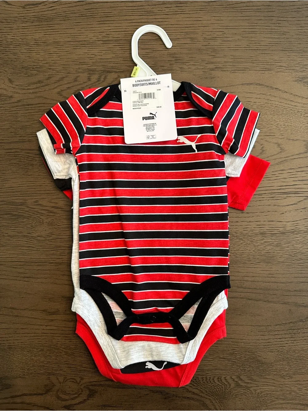 NWT Puma Red Multicolor Baby Bodysuit Set Sporty Baby Onesies Gift Baby Shower